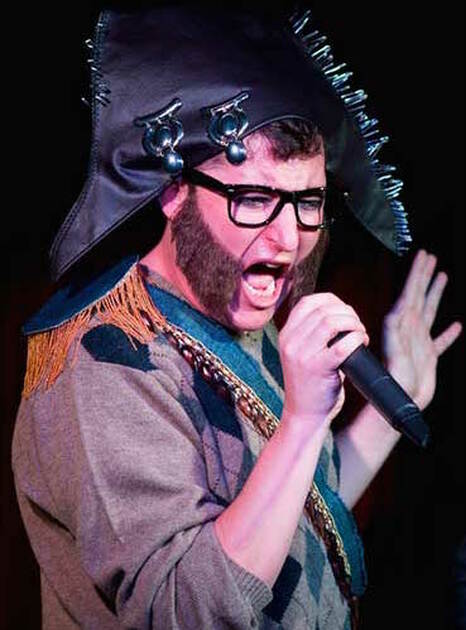 Cabaret artist Salty Brine wearing a pirate hat.